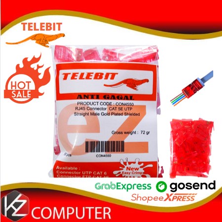 konektor rj45 cat5 anti gagal telebit