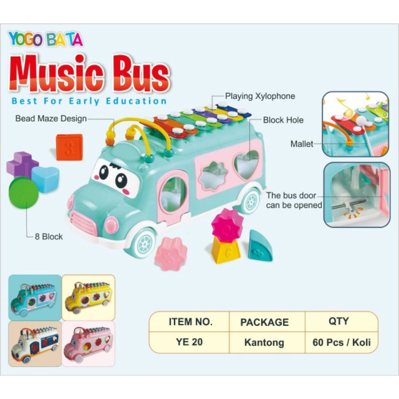 YE 20 - MAINAN ANAK MUSIK BUS XLOPHONE BUS KTG