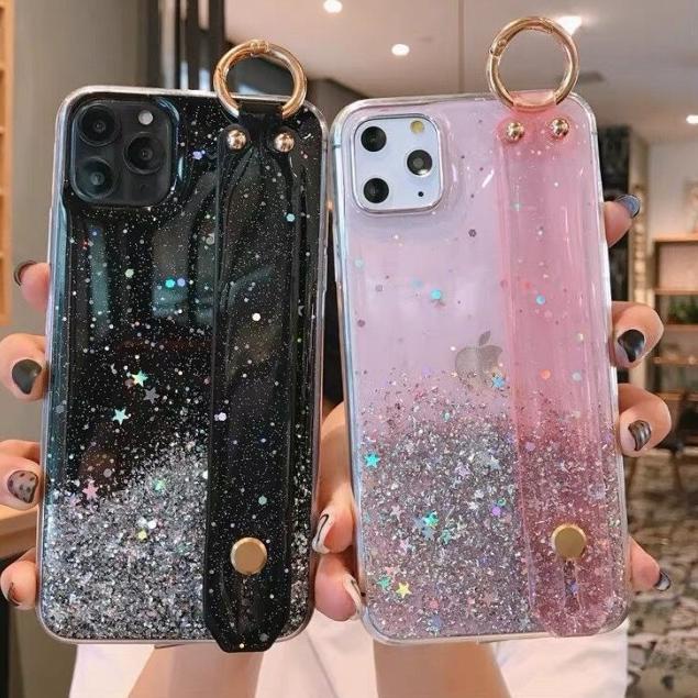 CASE GLITTER CLEAR WRIST STRAP IPHONE 12 MINI PRO MAX - 13PROMAX, PINK