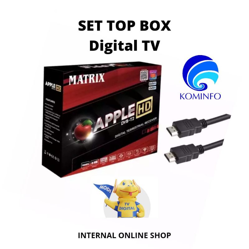 Set Top Box Matrix Apple DVB T2 MERAH STB DIGITAL TV