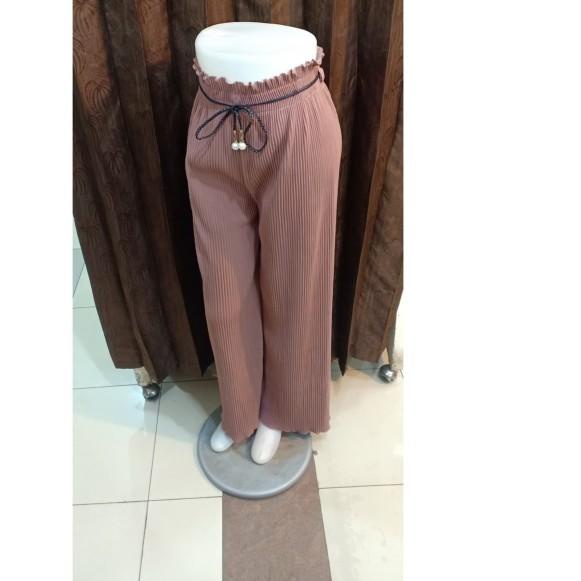Celana Kulot Plisket Pita / Celana Kulot Pita Plisket hitam putih navy - Orange