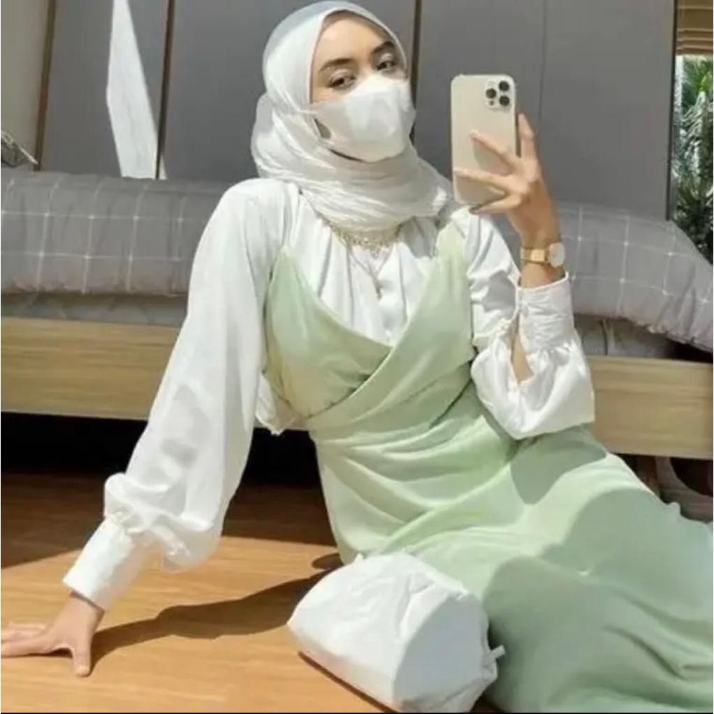 Long Dress Satin Kimono / Dress Pesta Elegant/ Gamis Satin Termurah