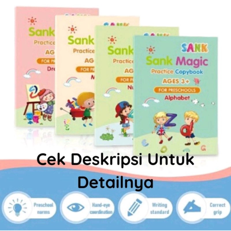 Buku Sank Magic isi 4 Buku + 1 Bulpen + 4 Refil / Buku Edukasi Menggambar Ajaib TK