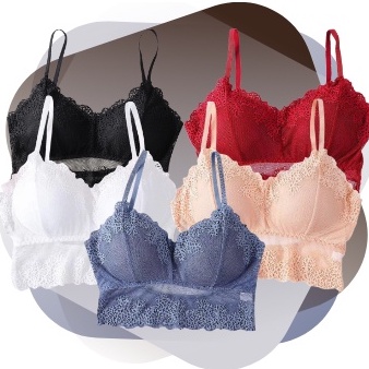 KINDSTORE❤ | [ LACE-FRENCH-BRA] Push Up Bras For Women Sleeveless Bralette | Tank Top Wanita Lingerie Berbantalan Tanpa Kawat Push Up