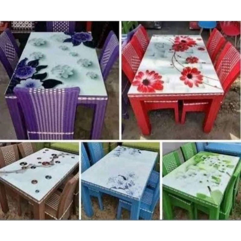 satu Set meja makan rotan sintetis