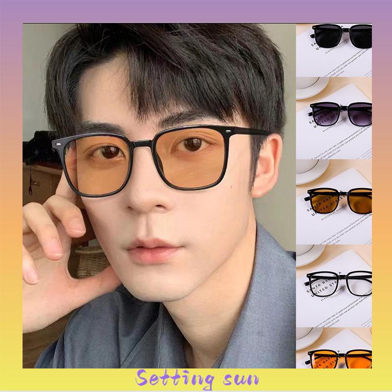 Kacamata Hitam Anti Radiasi Kacamata Korea Fashion Retro Bingkai Hitam Sunglasses Untuk Wanita/Pria TN