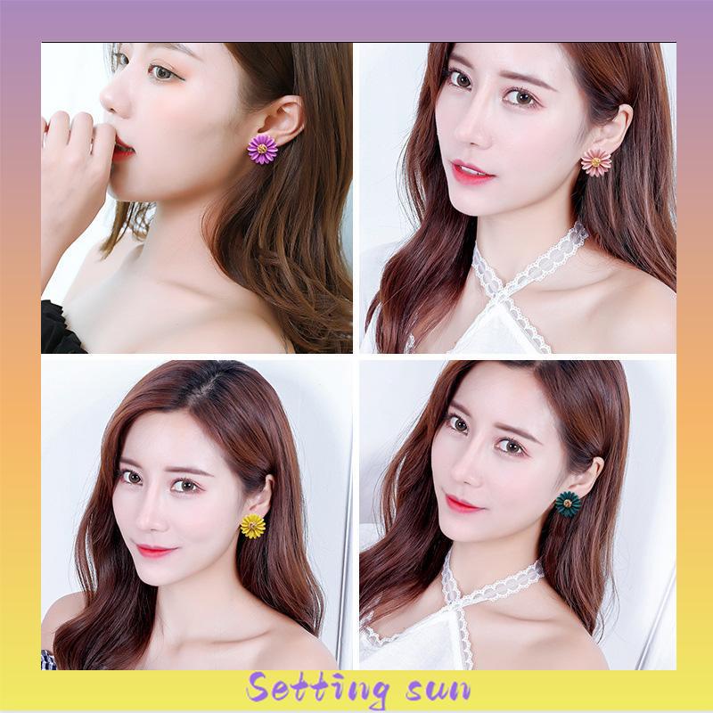 Anting Bunga Matahari Daisy Krisan Korea Fashion Sederhana Gaya Untuk Wanita TN