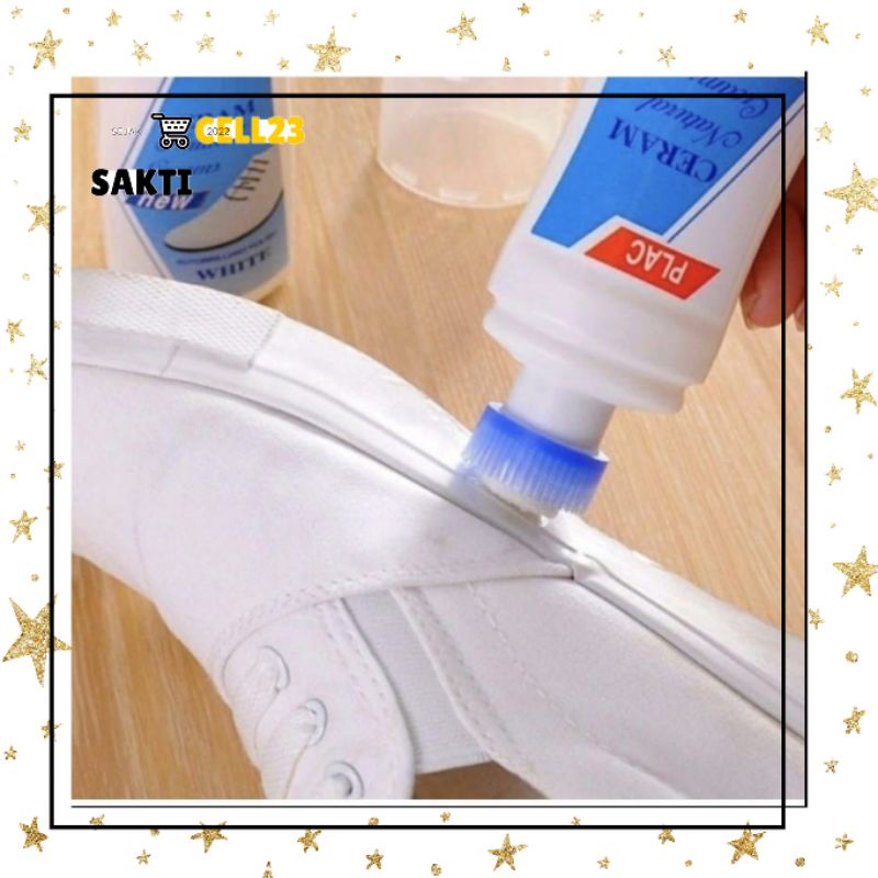 Plac Cream Cairan Pembersih Sepatu Putih Shoe Cleaner Polish Semir Ajaib