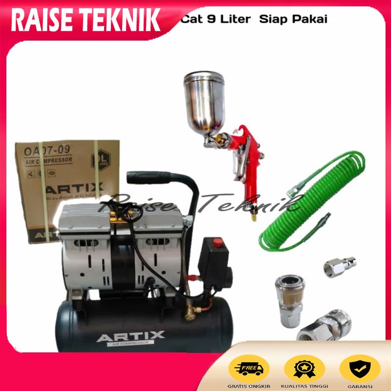 PAKET KOMPRESOR CAT LISTRIK OILLES 9LITER + SPRAY GUN F75