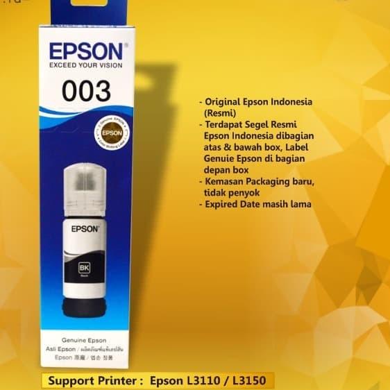 Tinta Epson 003 black Original Refill Ink Printer L3110 L3150 L 3110 - Hitam