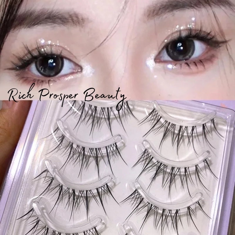 F59 - 5 PASANG FAIRY Air False Eyelashes Natural Transparent Thin Band Eyelashes Japanese Simulation Slender Lashes Extension Beauty Tool