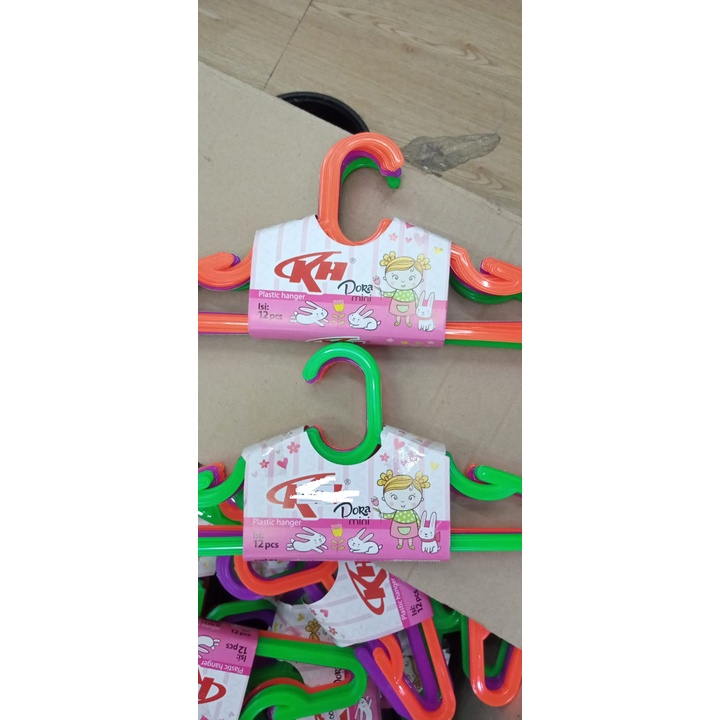 12Pcs Hanger Plastik Dora Mini / Gantungan Baju Anak / Gantungan Baju Bayi / Gantungan Popok / Jemuran Popok Bayi