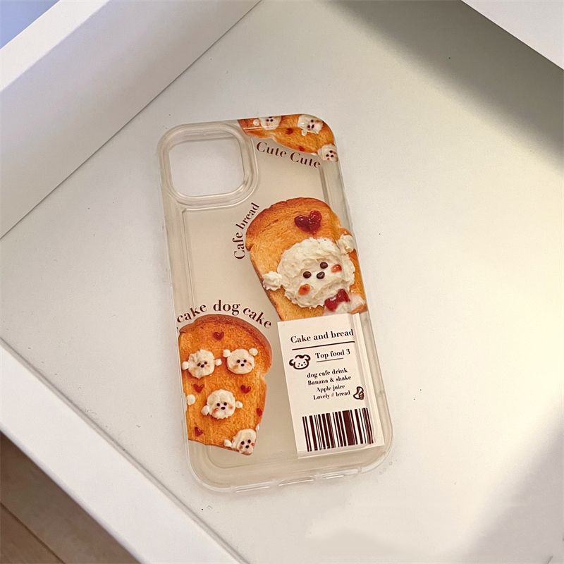 Soft Case Silikon TPU Transparan Motif Anjing Roti Untuk IPhone 14 13 12 11 Pro XS Max XR X 8 7 6 6S Plus