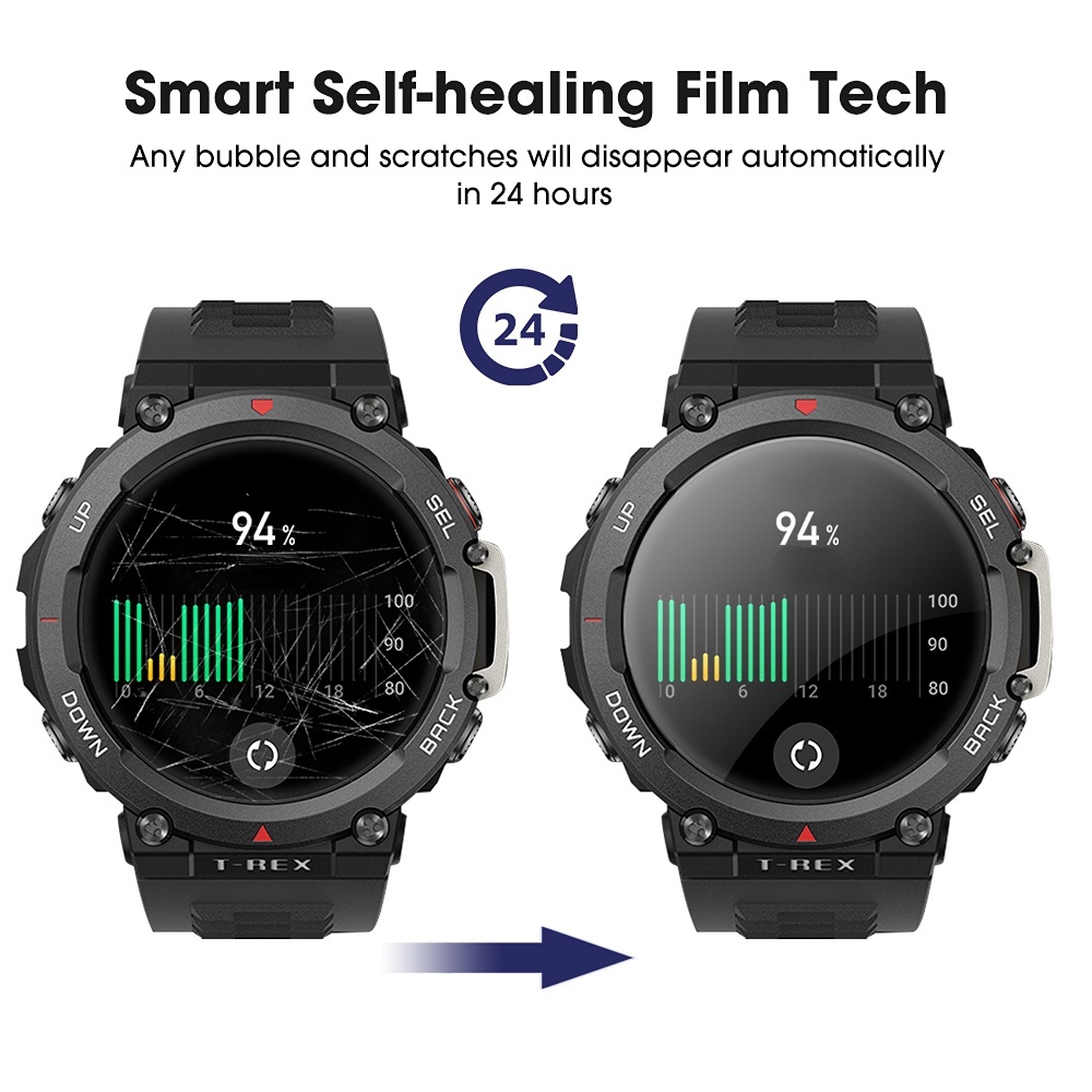 Film Pelindung Layar Smartwatch Huami Amazfit T-Rex2 Full Cover Transparan Anti Gores