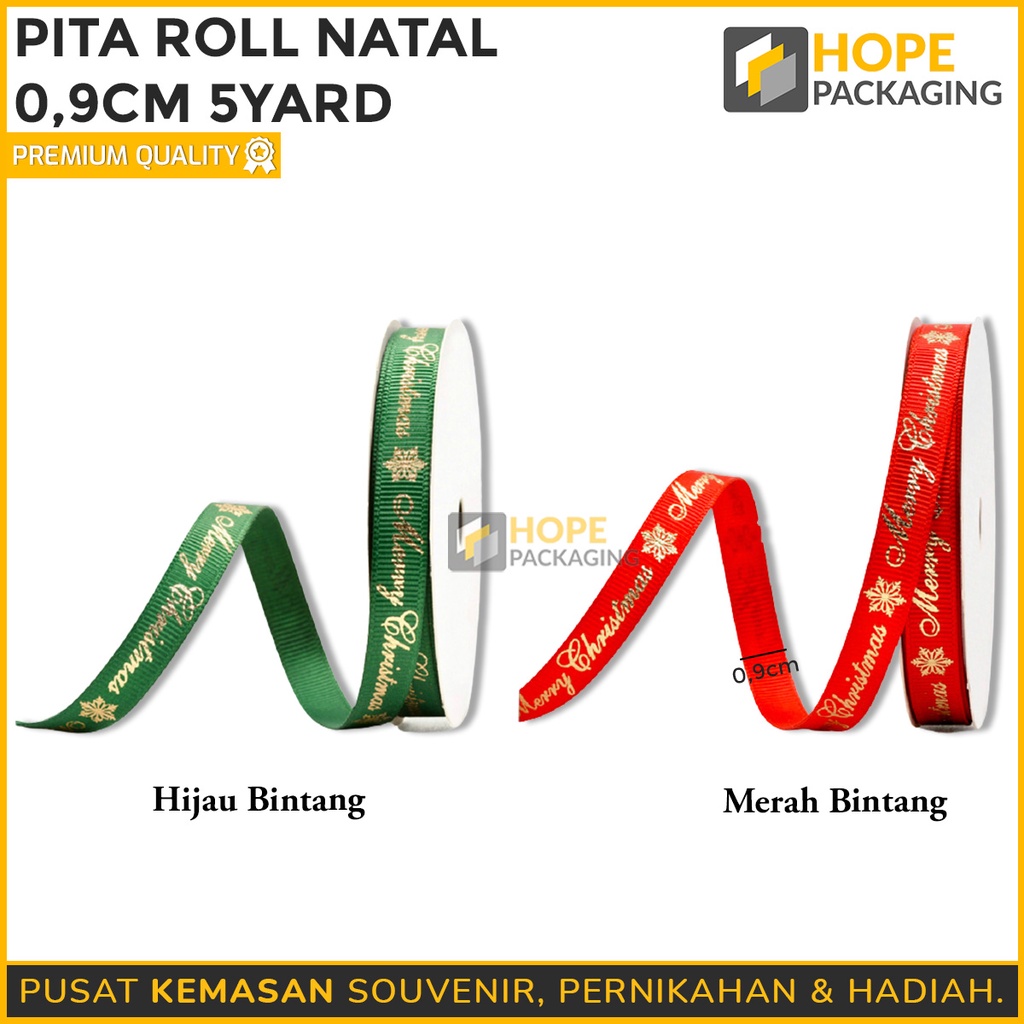 Pita Roll Natal / Pita Kado hampers Size : 0.9 cm, 5 yard