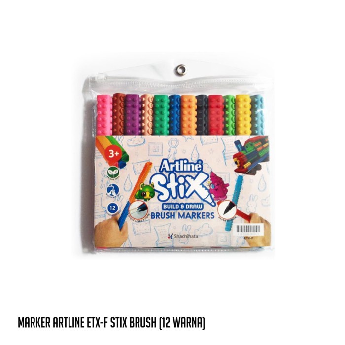 

[COD AKTIF] ARTLINE STIX BRUSH MARKER 1SET ISI 12 WARNA