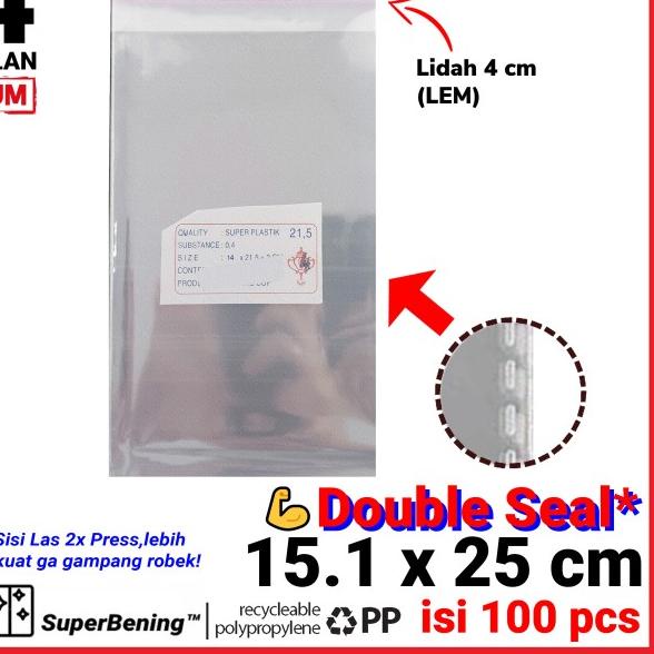 

Plastik OPP LEM TEBAL 30.1x40 cm DOUBLE SEAL packing Baju Garment - 15x25