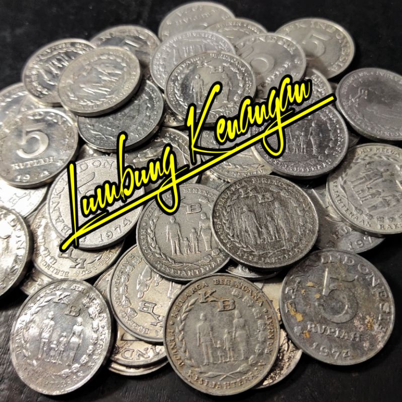 uang kuno koin 5 Rupiah KB Besar 1974