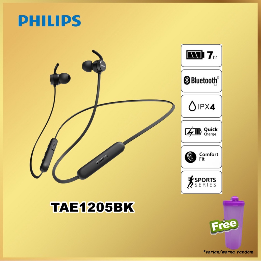 Philips TAE1205 TAE1205BK TAE 1205 In-Ear Wireless Sport Earphone