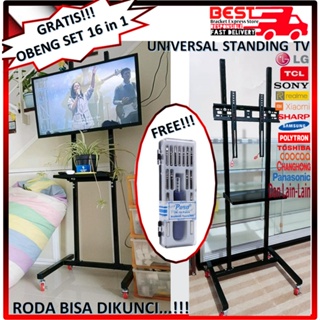 [GRATIS!! OBENG SET 16 in 1] Bracket tv Standing LED LCD 24” s/d 65” | PAKAI RODA | ORIGINAL | 100% Full Besi | KOKOH
