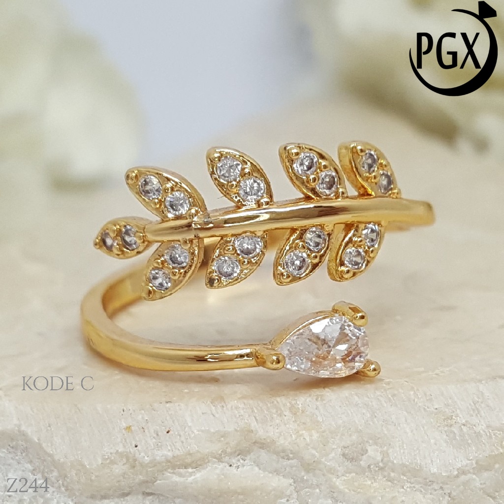 PGX Cincin Xuping Wanita Perhiasan Lapis Emas Aksesoris Fashion Premium - Z244