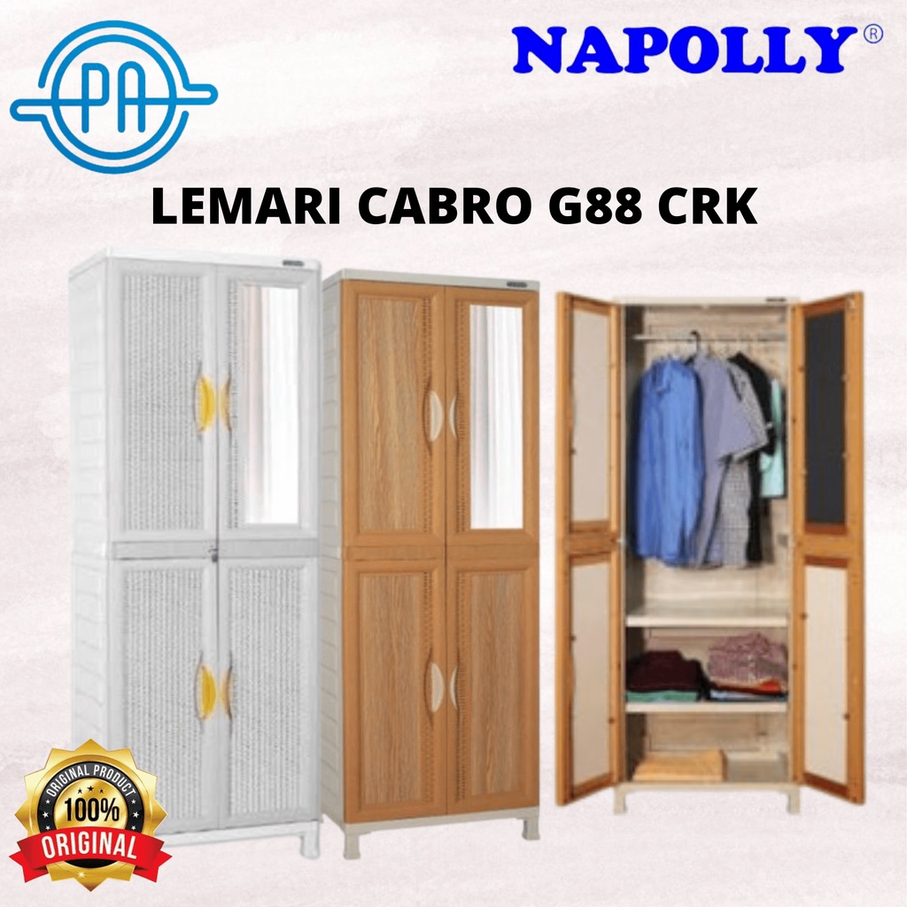 LEMARI NAPOLLY 2 PINTU CERMIN+ GANTUNGAN ( CABRO G88 CRK )