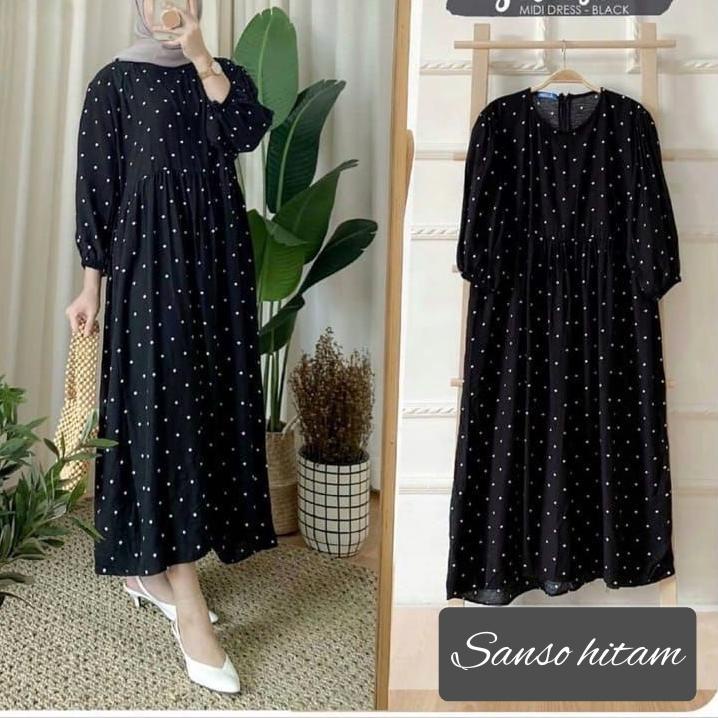 Terbaik Midi dress / Midi Dress Muslim / Midi dress Rayon/ midi dress hitam / Midi Dress Korea /Midi