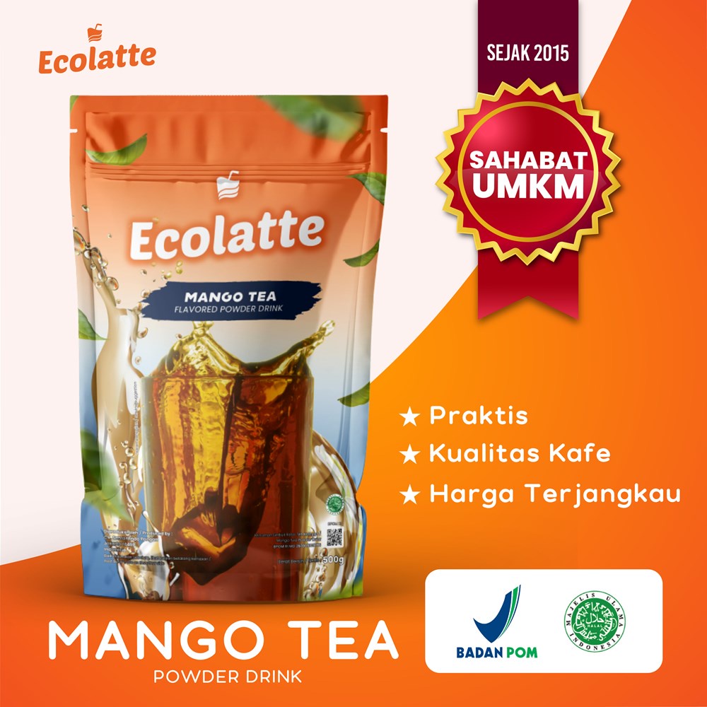 [TEA 1 KG] ECOLATTE MANGO TEA 1 KG Powder Drink Bubuk Minuman Enak Rasa Teh Mangga