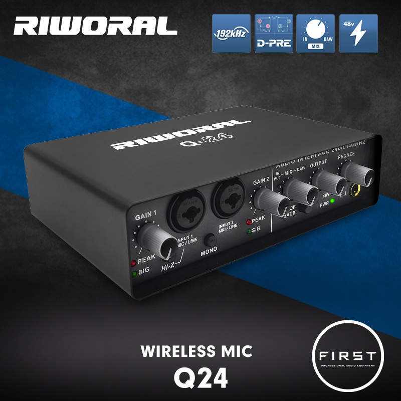 RIWORAL Q24 soundcard computer high resolution professional external sound card  pc XLR/6.35mm/RCA i