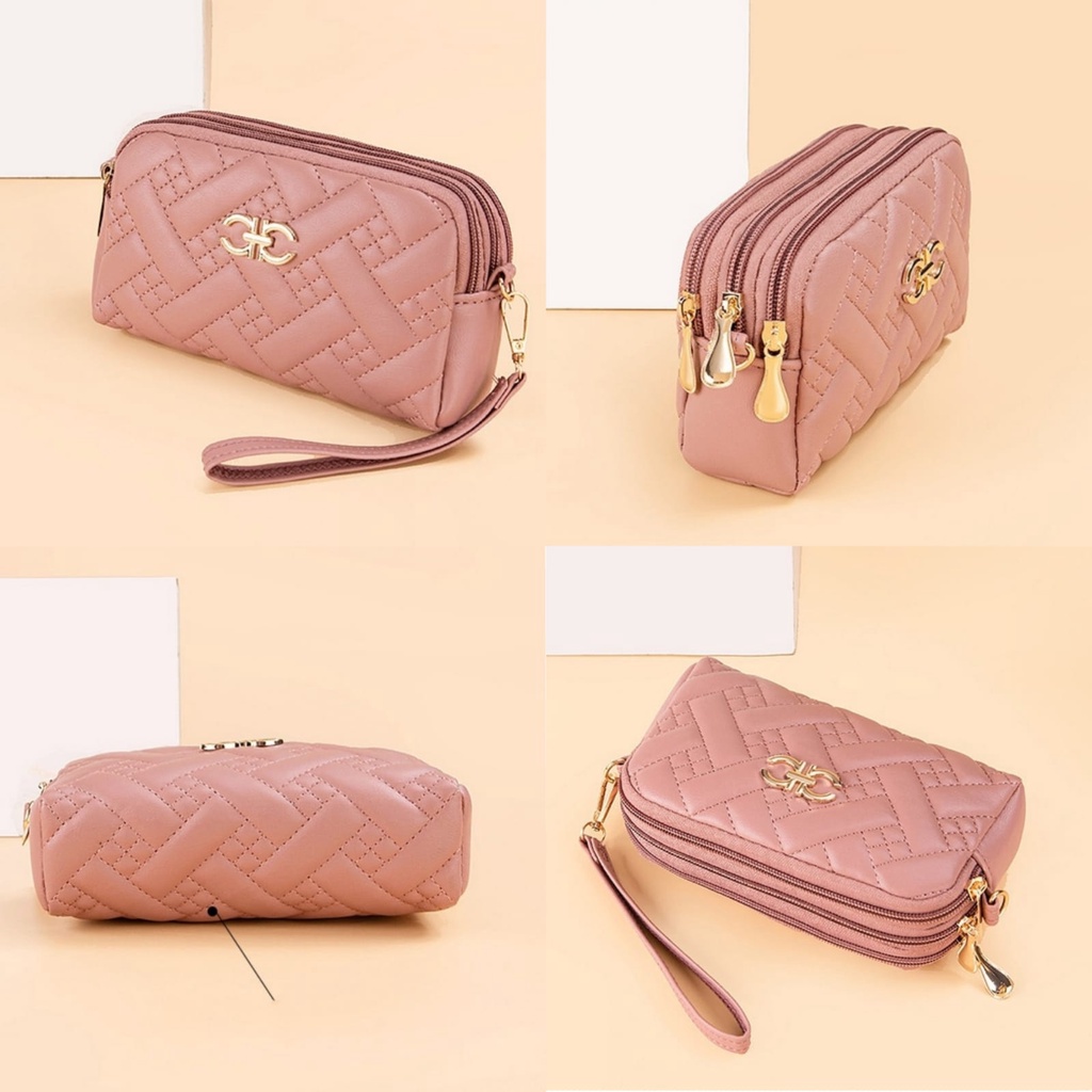 TAS SELEMPANG WANITA IMPORT 3 RESLETING PESTA KULIT PINK HUNATA TA686P3 SLING BAG KOREA KECIL REMAJA KEKINIAN PREMIUM FASHION BATAM BRANDED CEWEK MURAH SIMPLE LUCU CASUAL