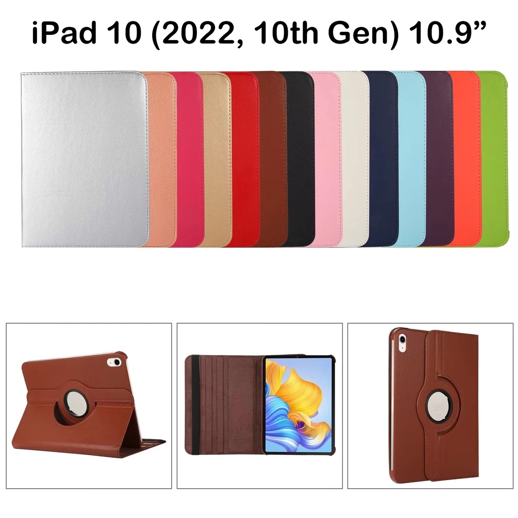 Case Pelindung 360 Derajat Untuk Tablet iPad 10 (2022) 10.9 &quot;iPad 10th Gen 10.9-inch A2757 A2777° Casing Flip Case Folio Bahan Kulit PU Dengan Stand Putar