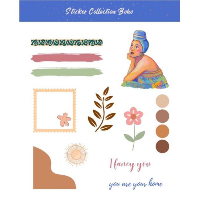 vintage sticker for journaling collection boho edition