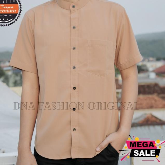 Kemeja Koko Pria Lengan Pendek Katun | Baju Koko Pria Polos baju murah - Mocca, M