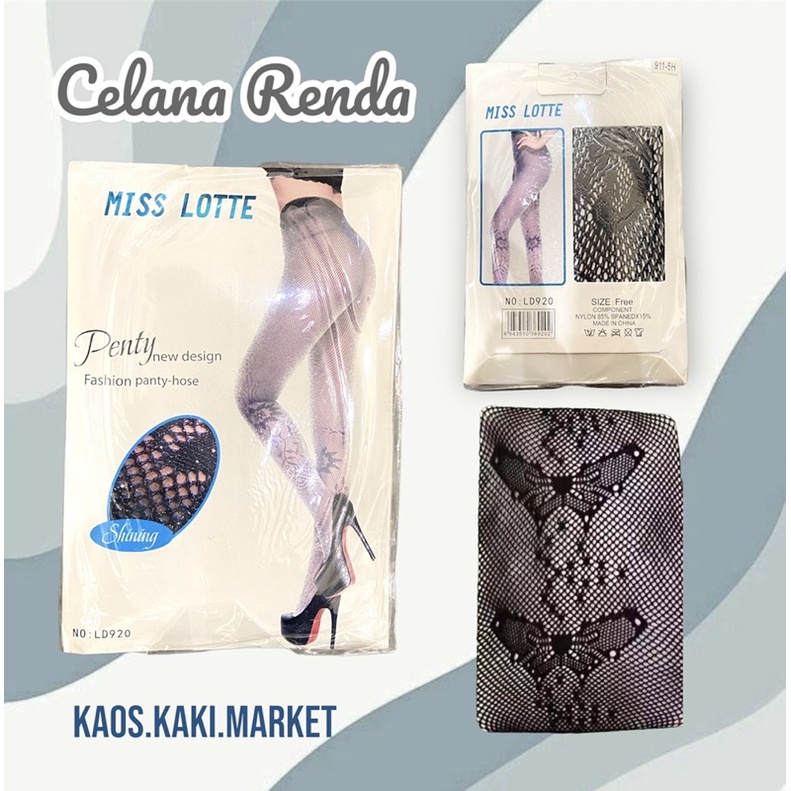 Stoking Celana Renda Jaring ( 6 pcs ) / Stocking Jaring Renda Celana Hitam Putih