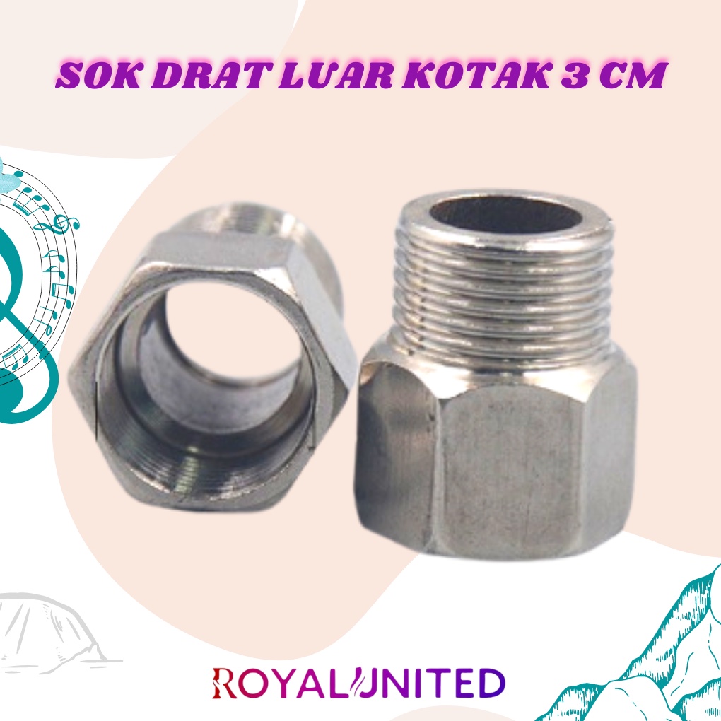 Nepel sok drat panjang 3cm / sok kran / sambungan kran stainless steel High Quality