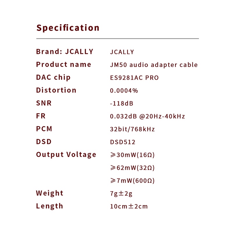 JCALLY JM50 ES9280AC Pro MQA Audio Dongle 32 bit 768Khz DSD512