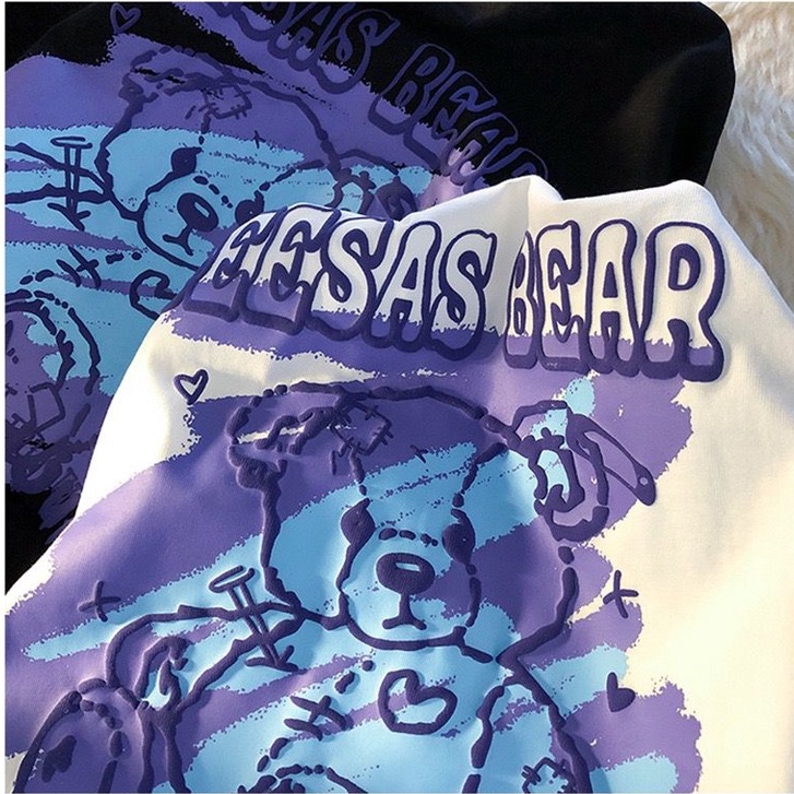 [littlecrab] Kaos Oversize Geesas Bear Injured Beruang Ungu Biru Terluka Paku Simple Sablon Berkualitas T-shirt Couple Unisex Playful Unik Aesthetic Street Korean Style
