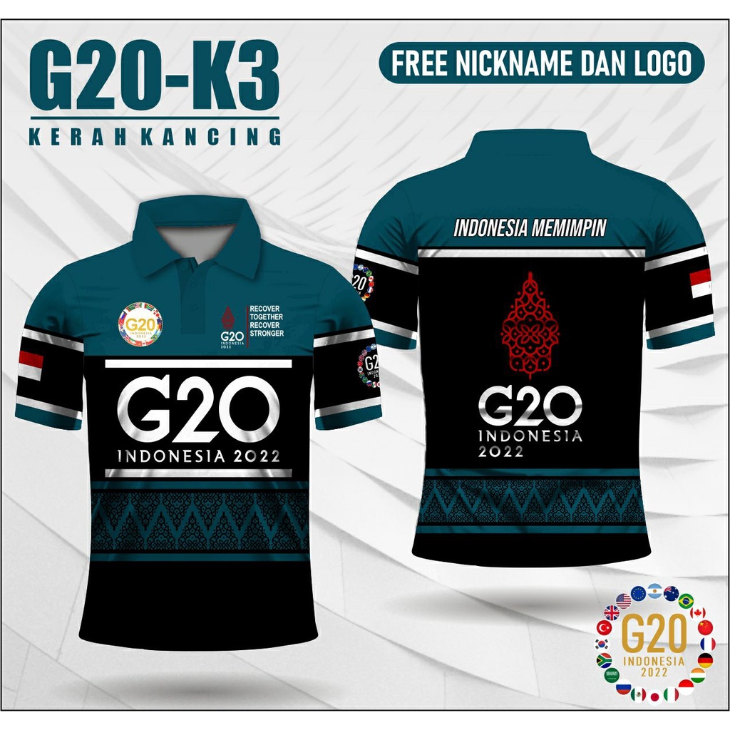 Kaos kerah Jersey G20 Baju Indonesia memimpin 2022 Recover Together Recover Stronger