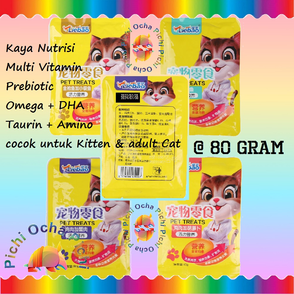 JUMBO Pouch Cat Snack 80gram Treat Wet Real Food Pasta makanan Cemilan Kucing dan Anak Kucing