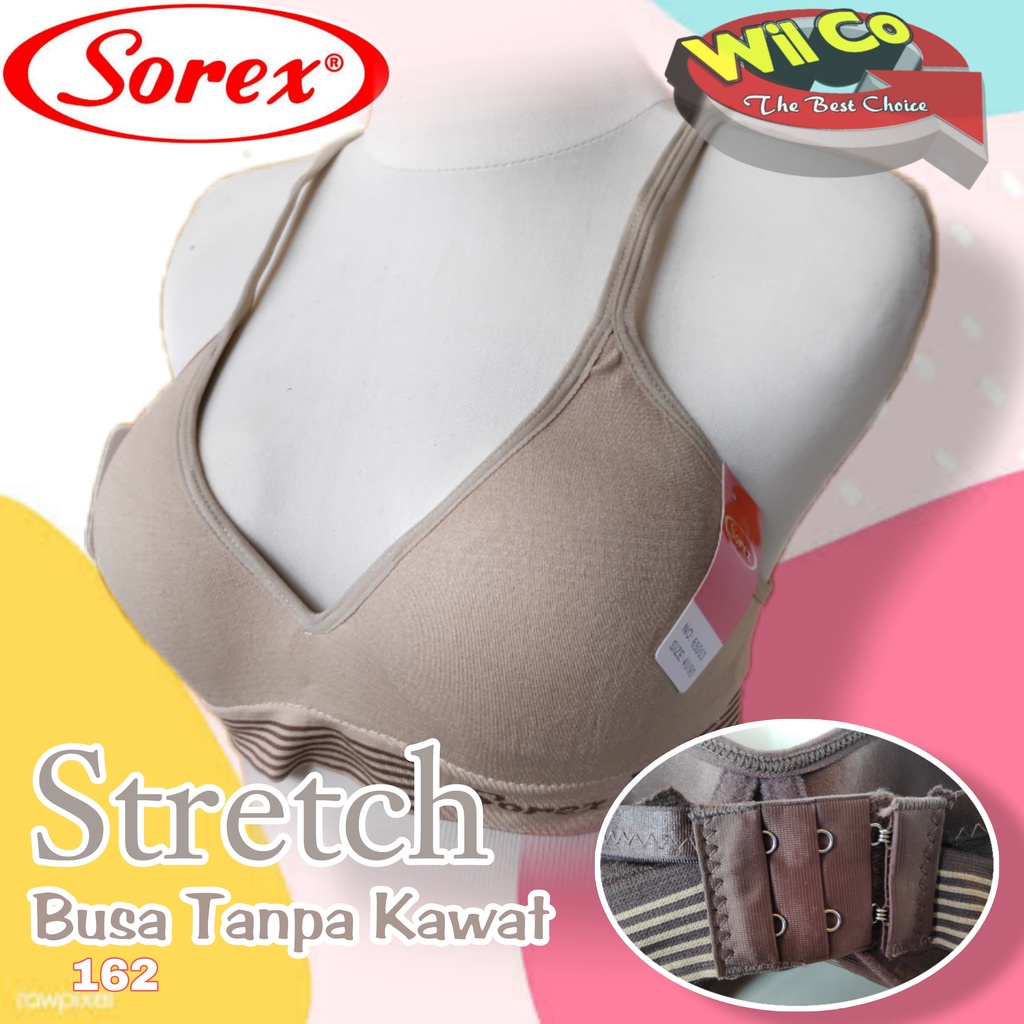 K162 - BRA WANITA SOREX SOFT AND STRETCH BUSA SEDANG TANPA KAWAT SIZE 34 - 40 DUA PENGAIT