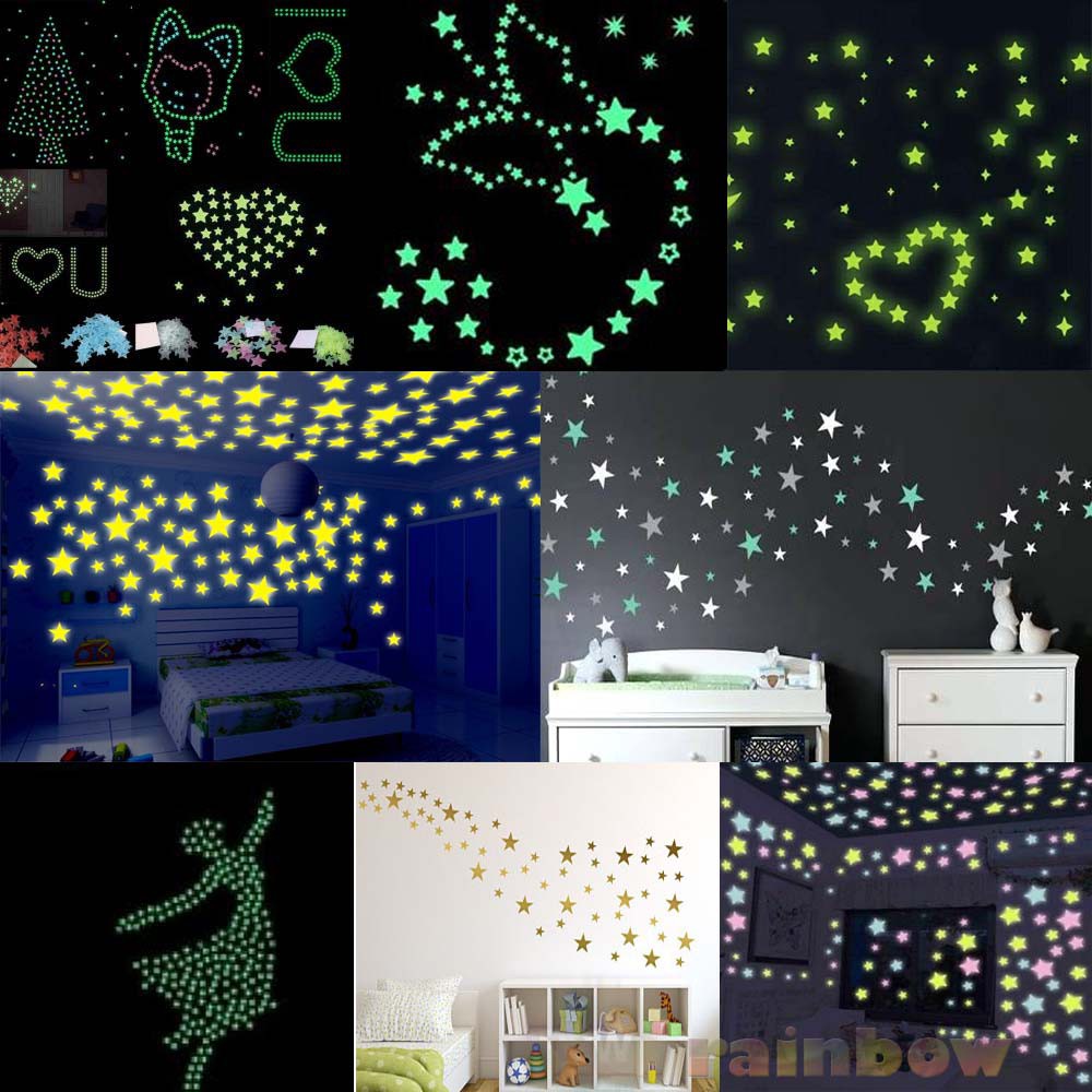 `ღ´ PHINKL `ღ´ (Isi100) stiker bintang glow in the dark menyala dalam gelap hiasan kamar dinding