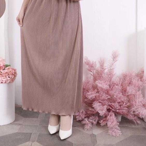 503 ROK PLISKET PANJANG LURUS LIDI SPAN MURAH POLOS HYGET REMPEL KARET - 503 Black