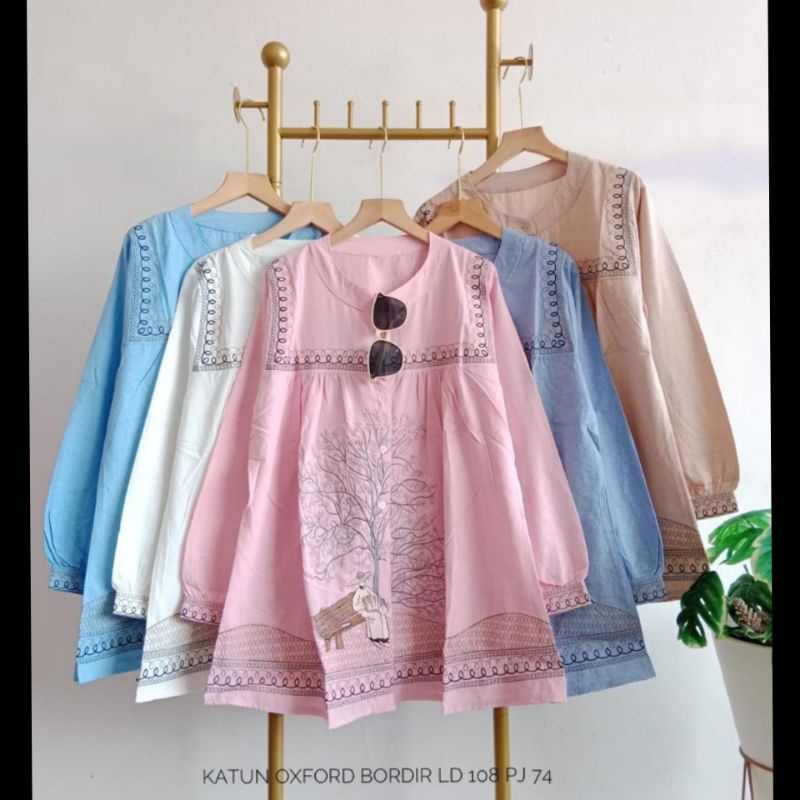 blus Oxford bordir import
