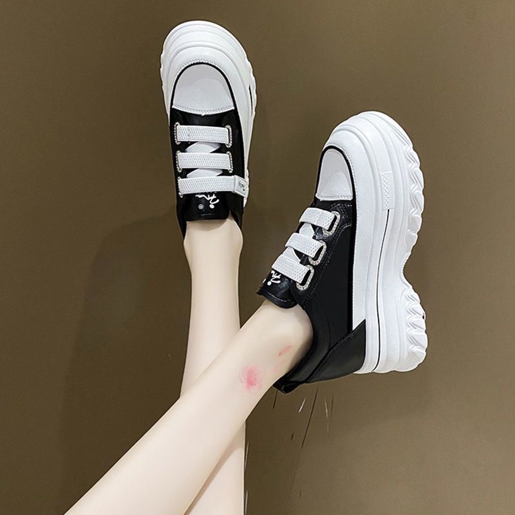 Sepatu Wanita Bertali Wedges Kekinian Sneakers Cewek Fashionable Terbaru