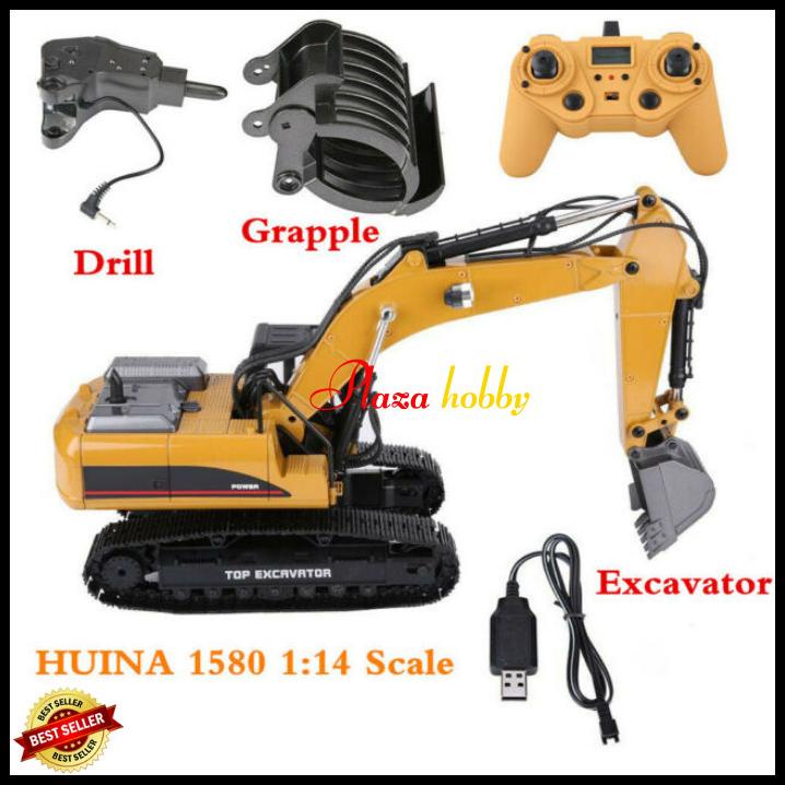 Promo Huina 1580 V4 All Full Metal Rc Diecast Alat Berat Excavator 23Ch