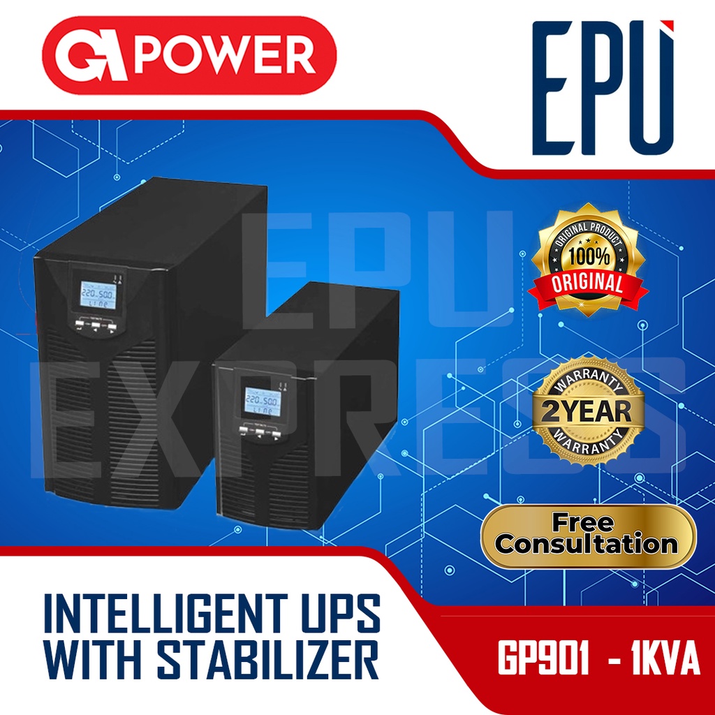 UPS GPOWER GP901 1kva 900 watt + AVR Stabilizer UPS LCD Online 1000va