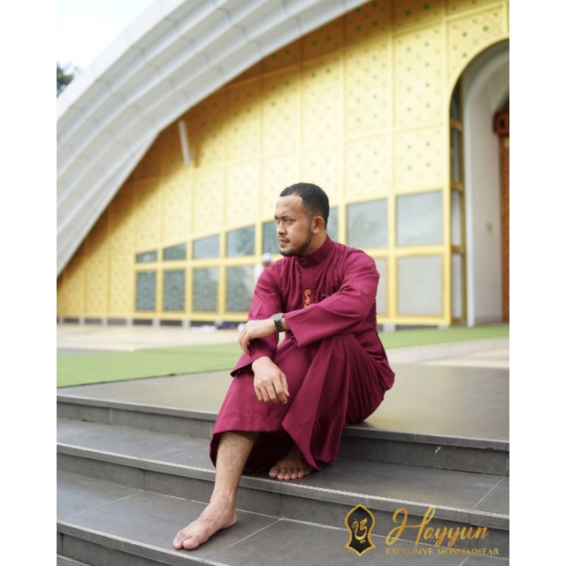 Gamis Pria Jubah Pria Gamis Slimfit Jubah Slimfit Gamis Capal Model Haramain HAYYUN GAMIS MERAH UNGU