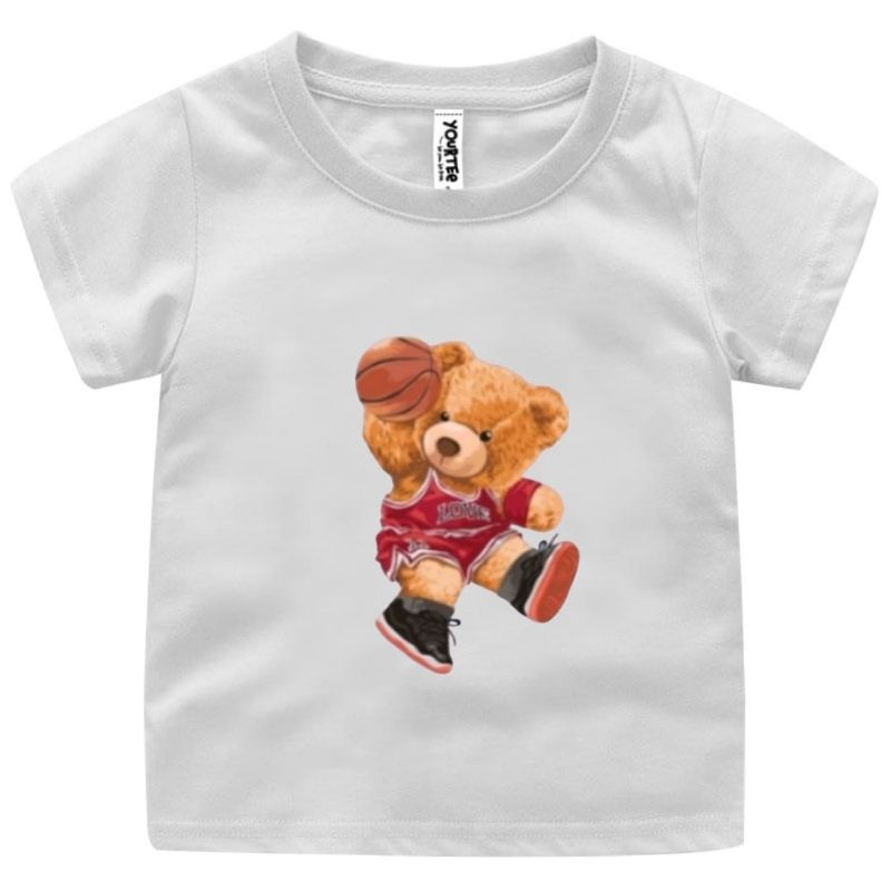 BAJU KAOS ANAK TEDDY BEAR BASKET CEWEK/COWOK 1-122 TAHUN UKURAN S,M,L,XL,XXL,XXXL