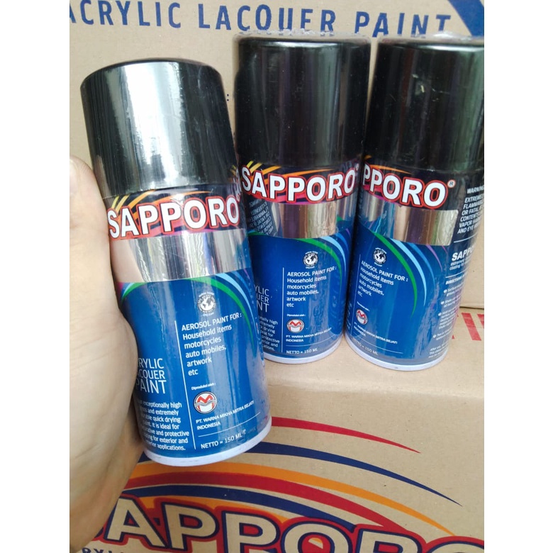 saporo acrylic lacquer paint pilok pilox cat spray sapporo 150ml saporo chrome chrom crom crome stainless 150ml