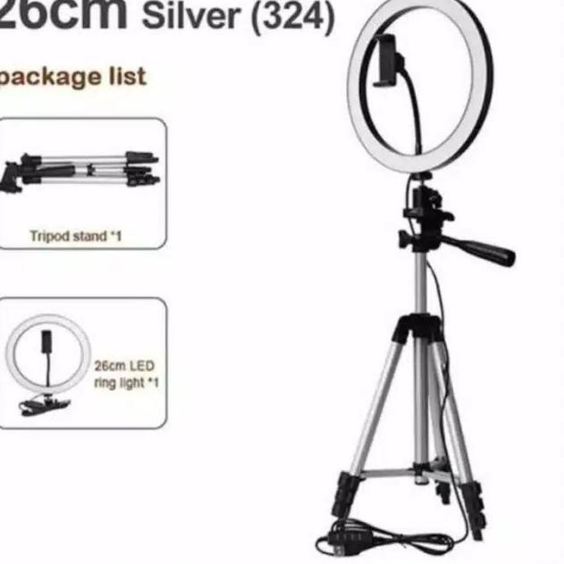 Tripod 1m 3110 +Ringlight 26cm - Paket Lengkap Ringlight 26cm + Tripod